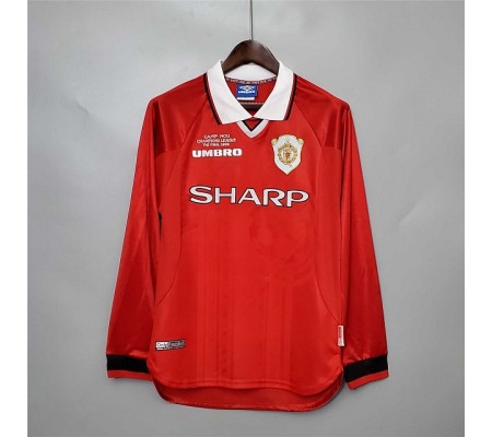 Manchester United 99/00 Home Red Long Sleeve Soccer Jersey